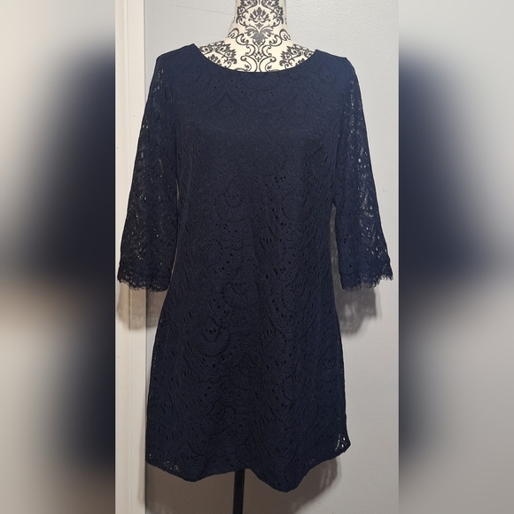 London Times Dresses & Skirts - London Times Midnight Blue Lace Dress